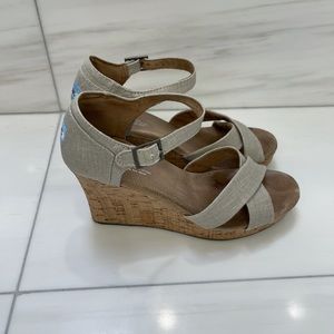 Toms Wedge Ankle Strap Heels size 10